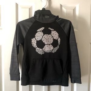 6/$20 Tek Gear warm Tek grey heather & black soccer ball hooded sweatshirt S (8)